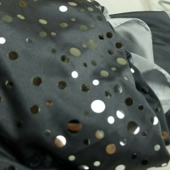 Dressbarn Cocktail Dress Woman Sz 8 M Gray Silver Dots Sleeveless Bubble Knee - Picture 10 of 12